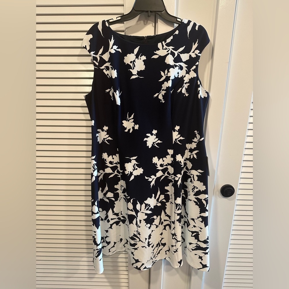 London Times Floral Cap Sleeve Fit & Flare Dress